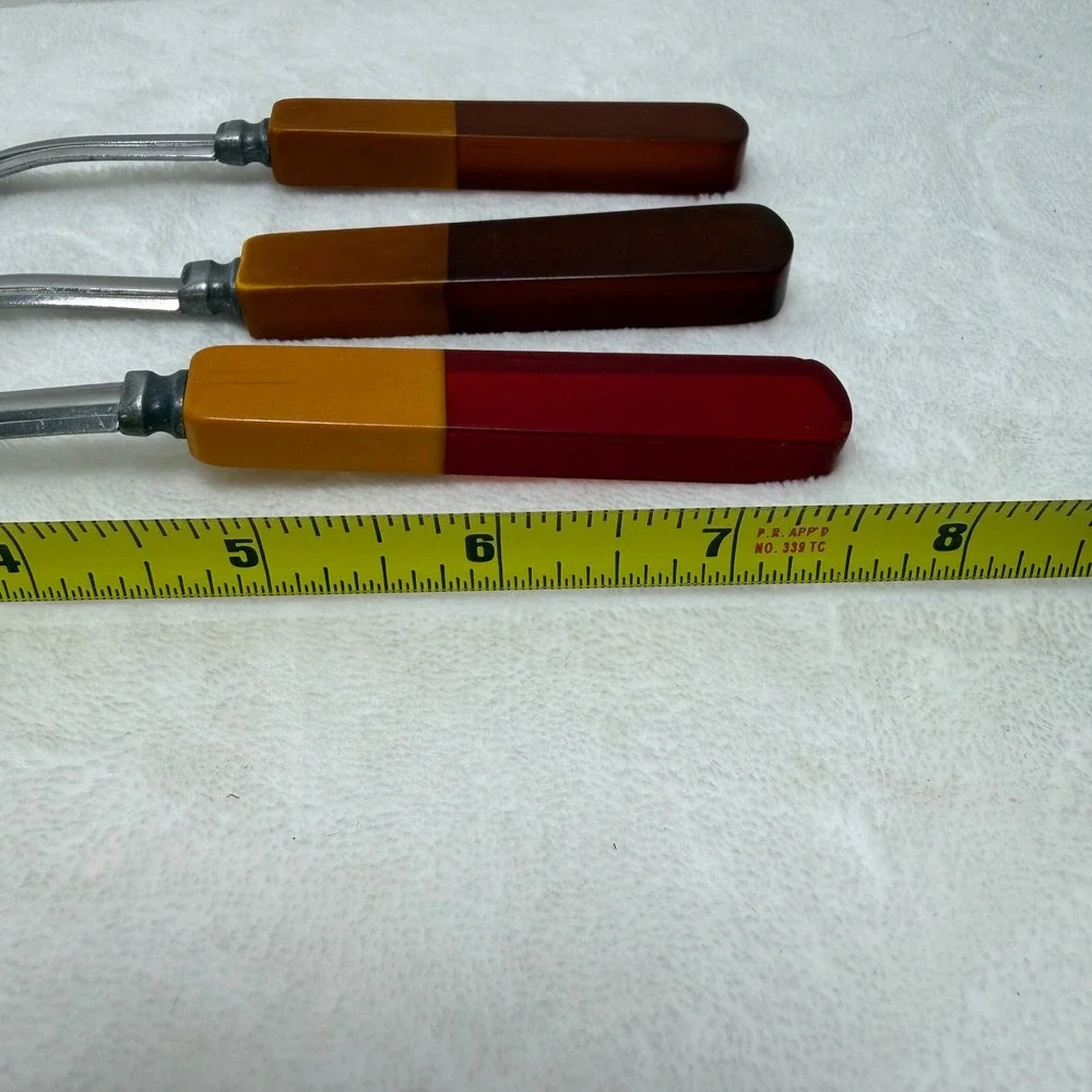 Vintage Mid Century Spoons Mixed Color Two Tone Bakelite Handles Set‎ 3